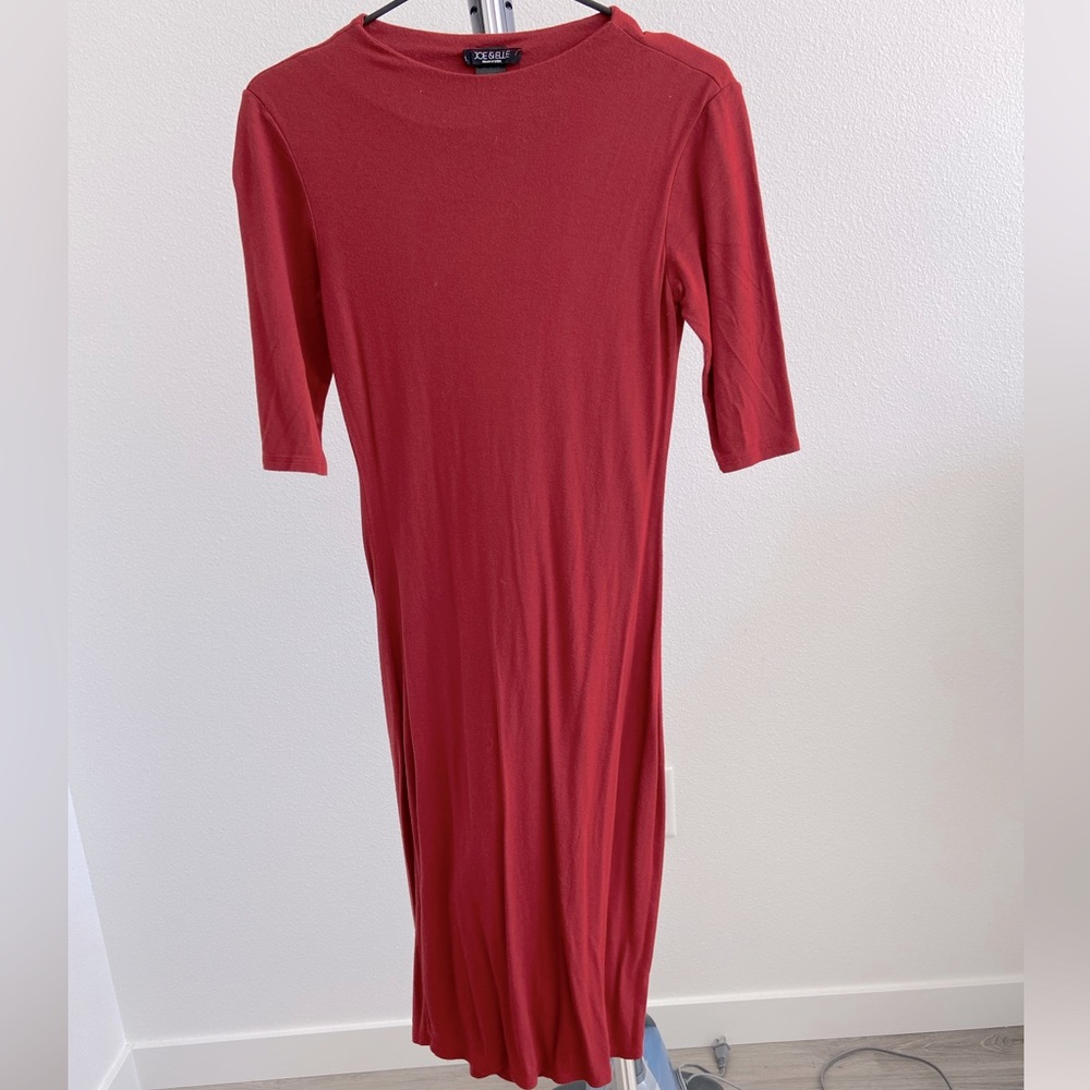 JOE & ELLE Red Pumpkin Color scuba bodycon dress